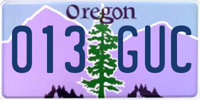 OR license plate 013GUC