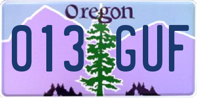 OR license plate 013GUF