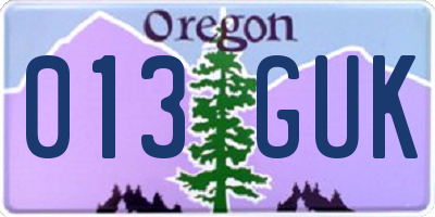 OR license plate 013GUK