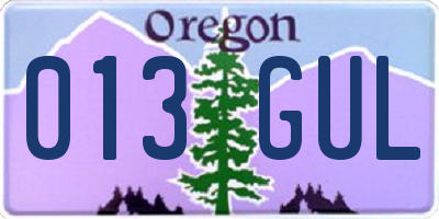 OR license plate 013GUL