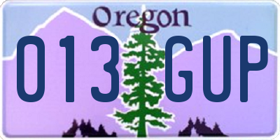 OR license plate 013GUP