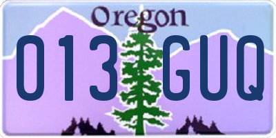 OR license plate 013GUQ