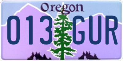 OR license plate 013GUR