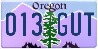 OR license plate 013GUT
