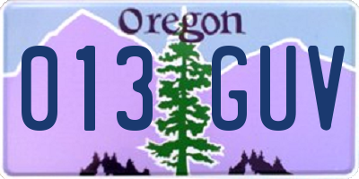 OR license plate 013GUV