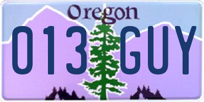 OR license plate 013GUY