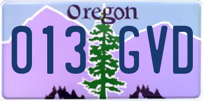 OR license plate 013GVD