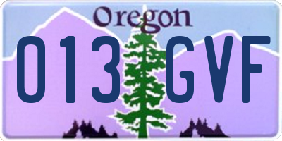 OR license plate 013GVF