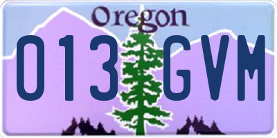 OR license plate 013GVM
