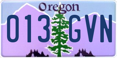 OR license plate 013GVN