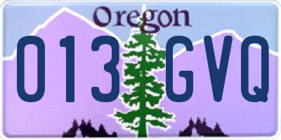 OR license plate 013GVQ