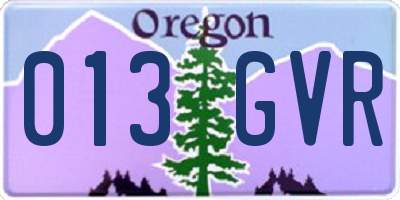 OR license plate 013GVR