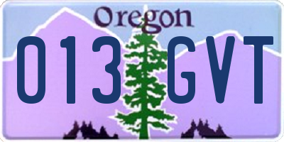 OR license plate 013GVT