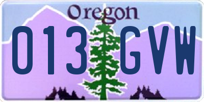 OR license plate 013GVW