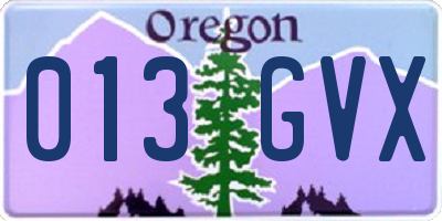 OR license plate 013GVX