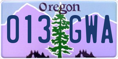 OR license plate 013GWA