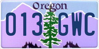 OR license plate 013GWC