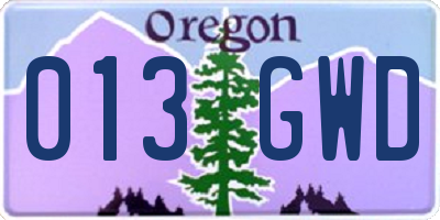 OR license plate 013GWD