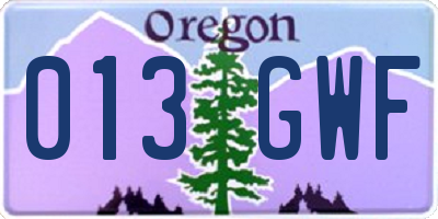 OR license plate 013GWF