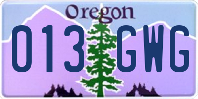OR license plate 013GWG