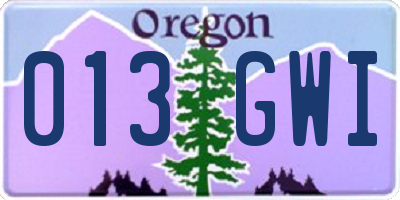 OR license plate 013GWI
