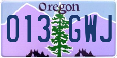 OR license plate 013GWJ