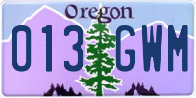 OR license plate 013GWM