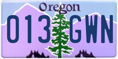 OR license plate 013GWN