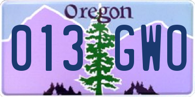 OR license plate 013GWO