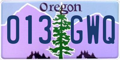 OR license plate 013GWQ