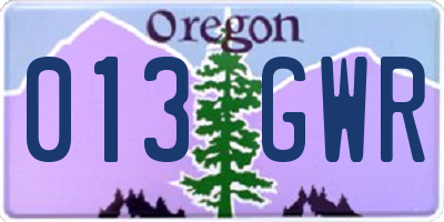 OR license plate 013GWR
