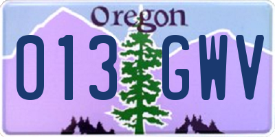 OR license plate 013GWV