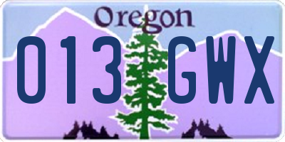 OR license plate 013GWX