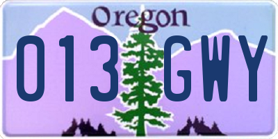 OR license plate 013GWY