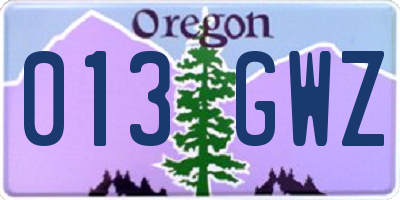 OR license plate 013GWZ