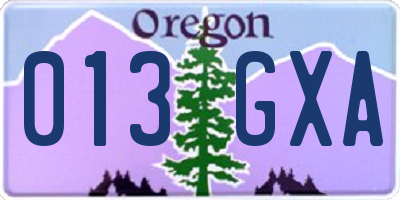 OR license plate 013GXA