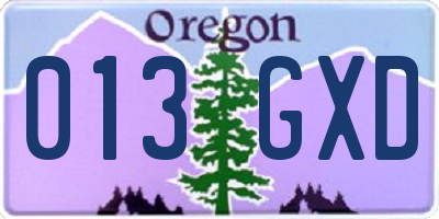 OR license plate 013GXD
