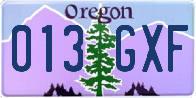 OR license plate 013GXF