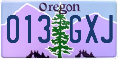 OR license plate 013GXJ