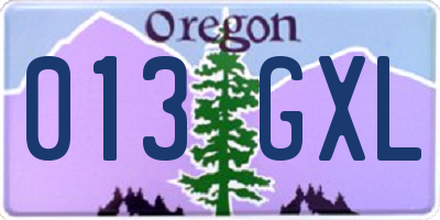 OR license plate 013GXL