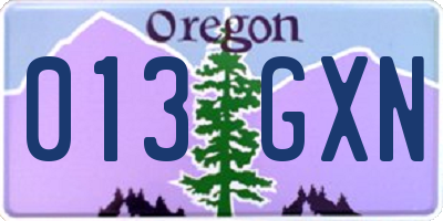 OR license plate 013GXN