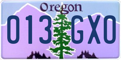 OR license plate 013GXO