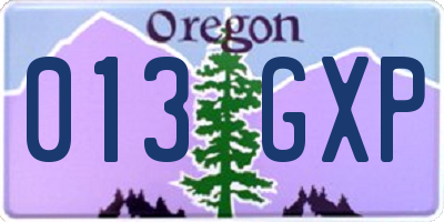 OR license plate 013GXP
