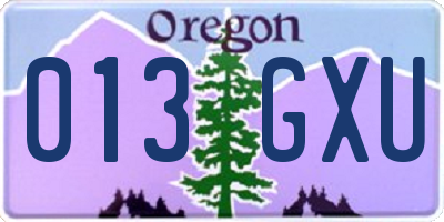 OR license plate 013GXU