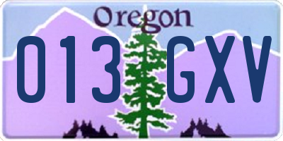 OR license plate 013GXV