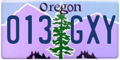 OR license plate 013GXY