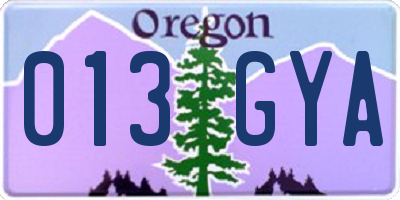 OR license plate 013GYA