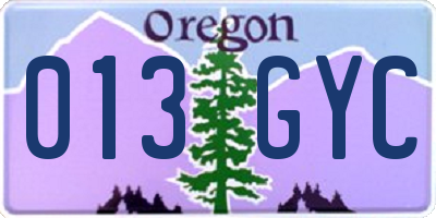 OR license plate 013GYC