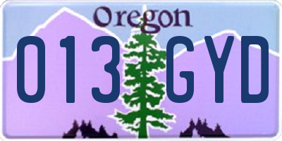 OR license plate 013GYD