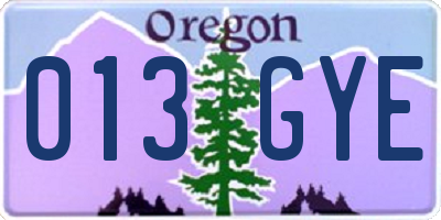 OR license plate 013GYE